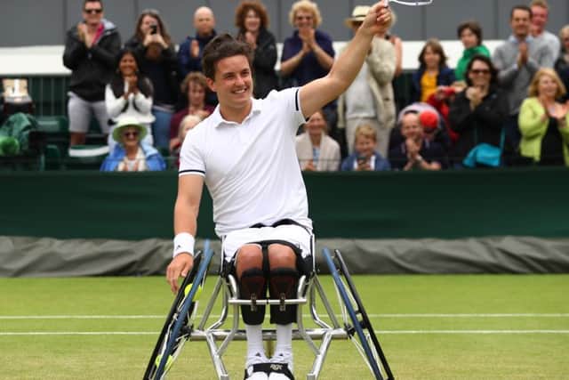 Scotland's Gordon Reid  celebrates victory during the Men's Wheelchair singles final against Stefan Olsson of Sweden.  (Picture: Julian Finney/Getty Images)