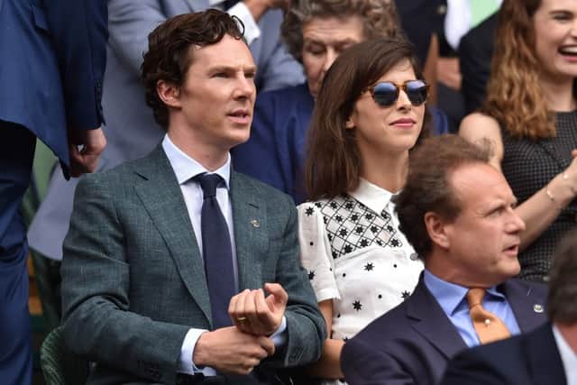 British actor Benedict Cumberbatch sits next to his wife Sophie Hunter in the royal box Picture: AFP/Getty Images