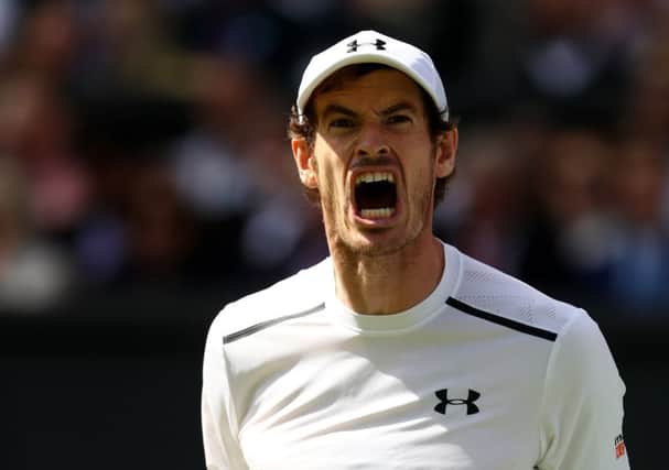 Andy Murray roars during his Wimbledon final victory against Milos Raonic. Picture: Getty