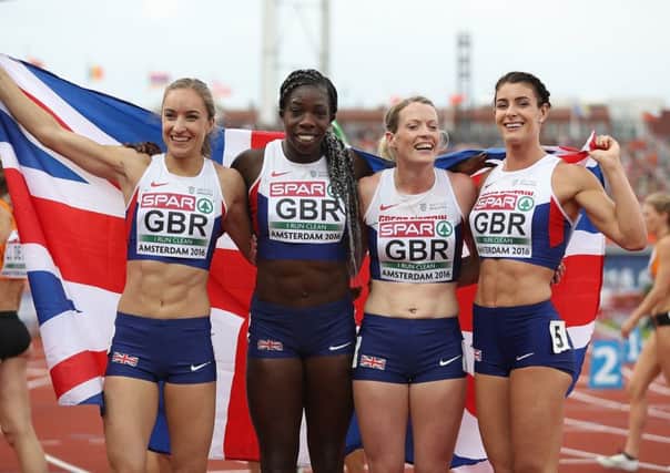 GB&Is 4x400m relay team, from left, Emily Diamond, Anylka Onuora, Eilidh Doyle and Serena Bundy Davies. Picture: Getty