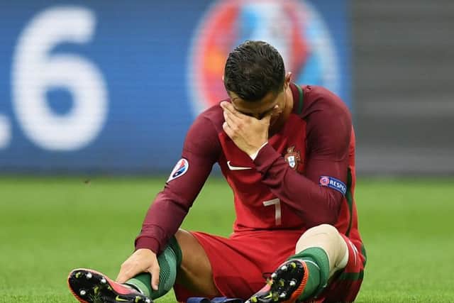Ronaldo's night was cut short due to injury. Picture: Getty