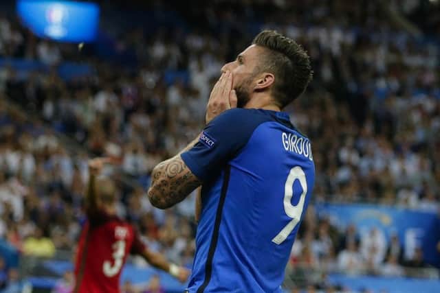 France's Olivier Giroud after missing a chance to give his side the lead. Picture: Getty
