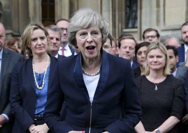 New Conservative Party leader Theresa May speaks to  the media. Picture: Getty