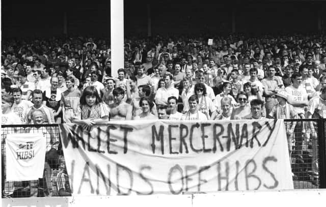 On this day in 1990, Wallace Mercer, the Hearts chairman, dropped his Â£6.1 million takeover bid for Hibernian. Picture: Crawford Tait