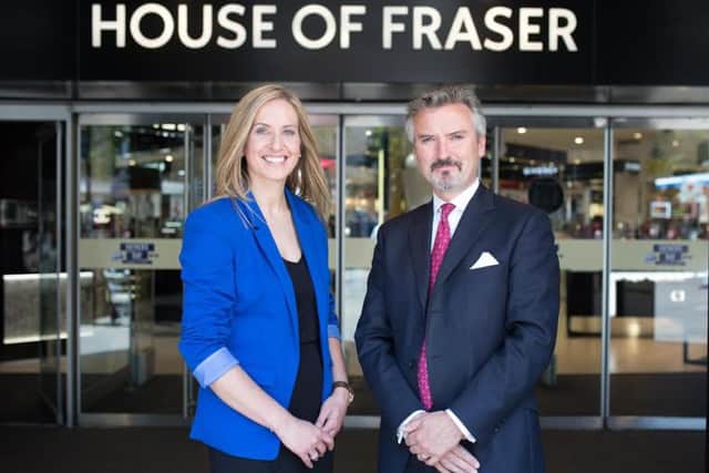 Business Stream chief Jo Dow with House of Fraser executive chairman Frank Slevin. Picture: David Parry
