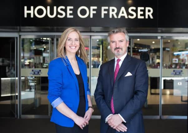 Business Stream chief Jo Dow with House of Fraser executive chairman Frank Slevin. Picture: David Parry
