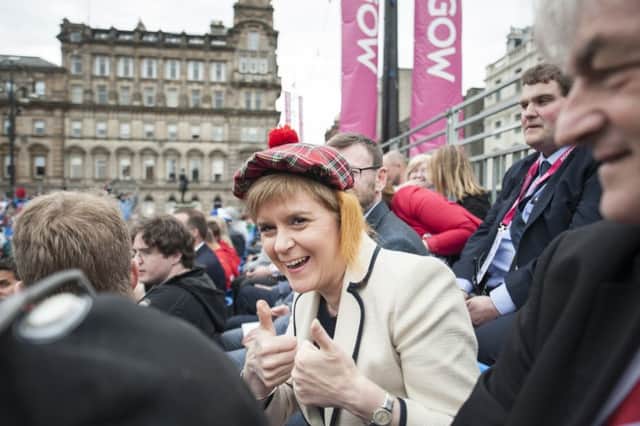 First Minister Nicola Sturgeon attends the Homeless World Cup in Glasgow. Picture: John Devlin