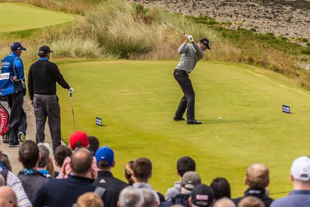 Henrik Stenson hits his tee shot at the second hole during the Scottish Open at Castle Stuart. Picture: SNS Group