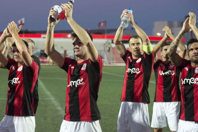 Lincoln Red Imps celebrate at full time. Picture: SNS Group
