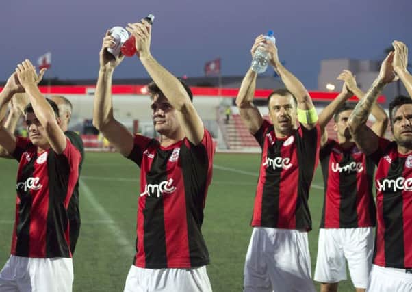 Lincoln Red Imps celebrate at full time. Picture: SNS Group
