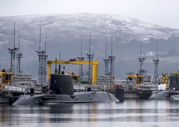 The Faslane base on the Clyde ,home to Trident nuclear submarines. Picture: Danny Lawson/PA Wire
