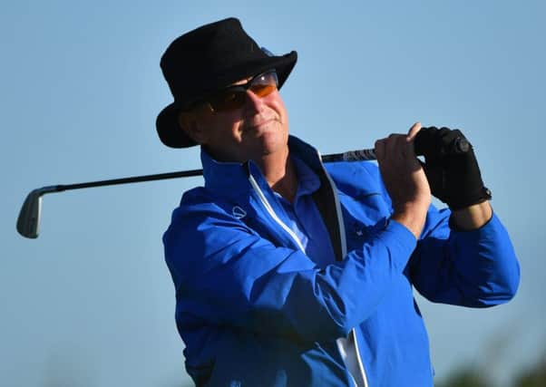 Scotland's Sandy Lyle tees off on the third hole at Troon during what turned into a 'yucky' day for the former champion. Picture: Warren Little/R&A/Getty