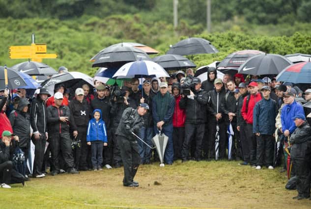 Phil Mickelson plays out of the rough at the 12th during his round of 69 yesterday. Picture: Ian Rutherford