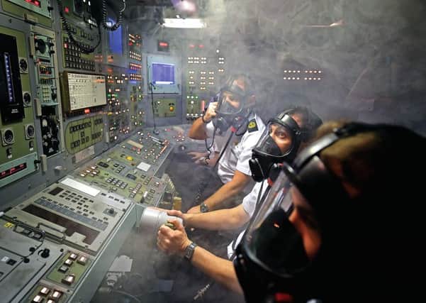 A control room in the simulator of a Vanguard Class vessel  the kind that carries nuclear missiles. Picture: Jeff J Mitchell/Getty