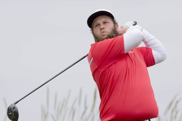 Big hitter: Andrew Johnston tees off at the third. Picture: Ian Rutherford