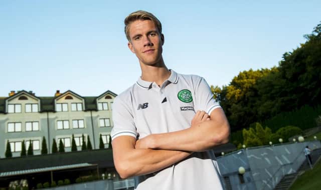 Kristoffer Ajer had a strong showing against Wolfsburg. Picture: SNS