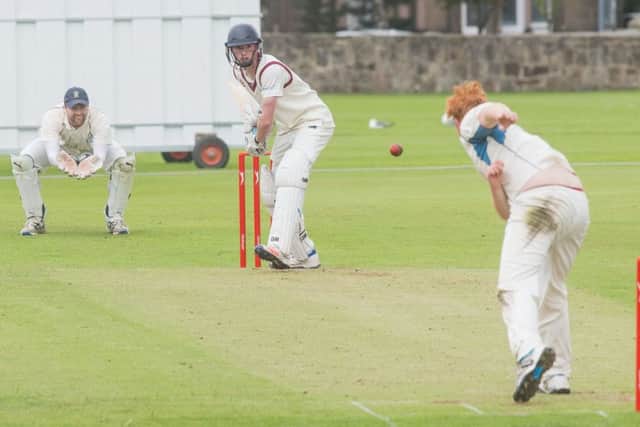 Oliver Brown faces Jamie King as Watsonians were bowled out for 124, but fought back to skittle Stoneywood-Dyce for 60. Picture: Ian Georgeson