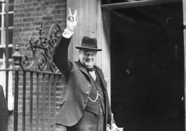 Prime Minister Winston Churchill outside 10 Downing Street, gesturing his famous 'V for Victory' hand signal, June 1943. Picture: Getty Images