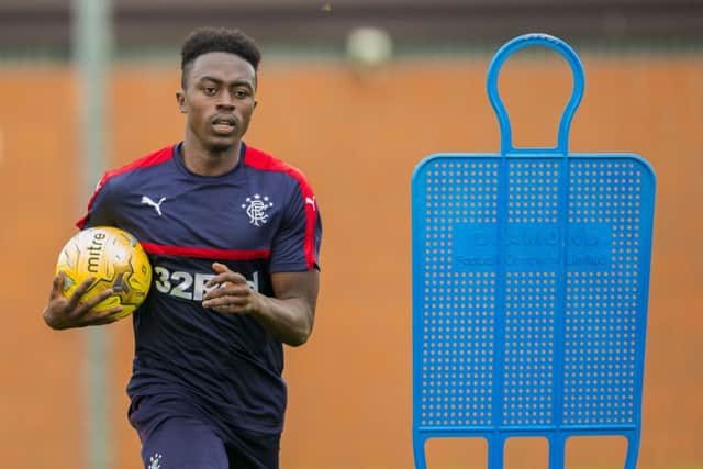 Joe Dodoo pictured at training with Rangers as he looks to seal a deal with the Ibrox club. Picture: SNS
