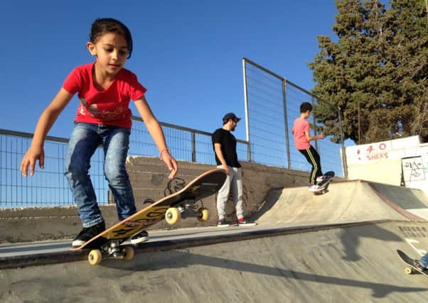 Girls and boys  in Palestine have been given a positive activity in the conflict zone thanks to SkatePAL.  PIC SkatePAL