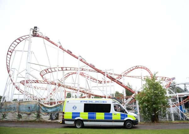 The scene of last month's rollercoaster crash at M&Ds theme park in Motherwell, North Lanarkshire. Picture: SWNS