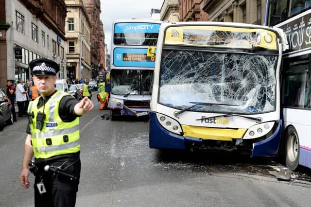 A runaway bus has caused chaos after ploughing into traffic in a horror smash this afternoon. Picture: SWNS