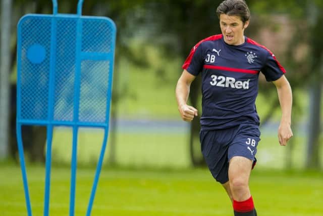Joey Barton in training yesterday ahead of Rangers' Betfred Cup clash against Annan. Picture: Bill Murray/SNS Group