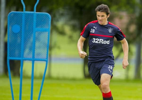 Joey Barton in training yesterday ahead of Rangers' Betfred Cup clash against Annan. Picture:  Bill Murray/SNS Group