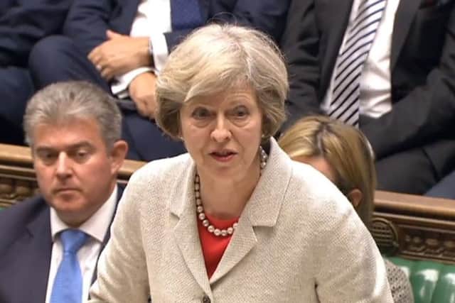 Prime Minister Theresa May speaks in the House of Commons in London during a debate on whether to renew the Trident nuclear deterrent. Picture: PA