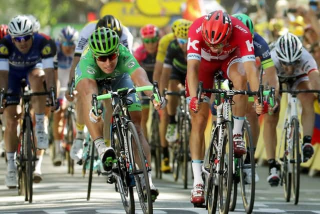 Peter Sagan of Slovakia, left, outsprints Norway's Alexander Kristoff to win stage 16 of the 2016 Tour de France. Picture: Chris Graythen/Getty