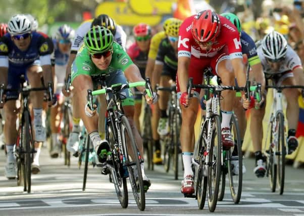 Peter Sagan of Slovakia, left, outsprints Norway's Alexander Kristoff to win stage 16 of the 2016 Tour de France. Picture: Chris Graythen/Getty