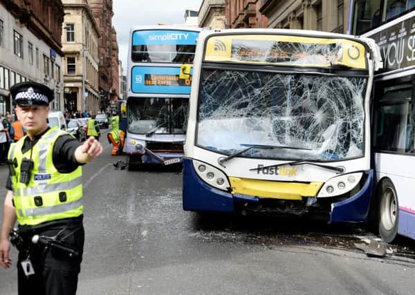 Driver is suspended following 'runaway bus' crash.  Picture: SWNS
