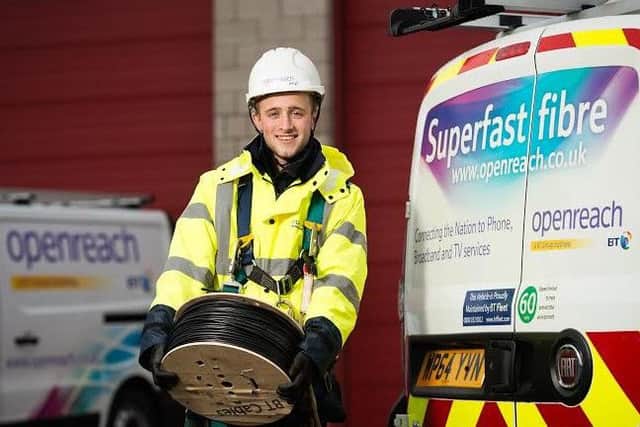 BT Openreach worker and van