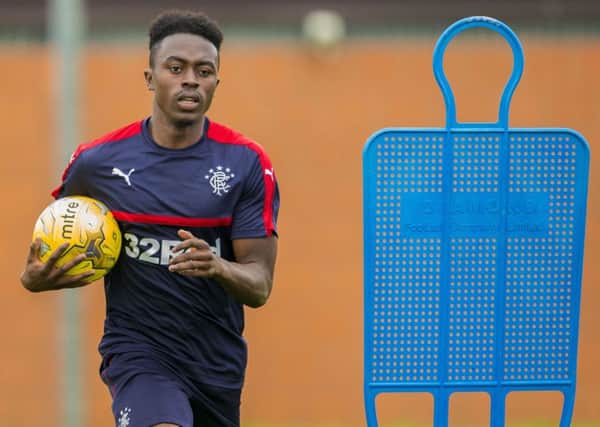 Joe Dodoo training with Rangers at Auchenhowie. The 21-year-old has joined the Ibrox side on a four-year deal. Picture: SNS Group