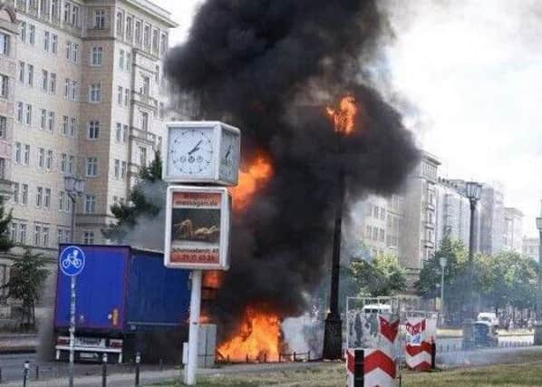 A truck in Berlin exploded this afternoon.