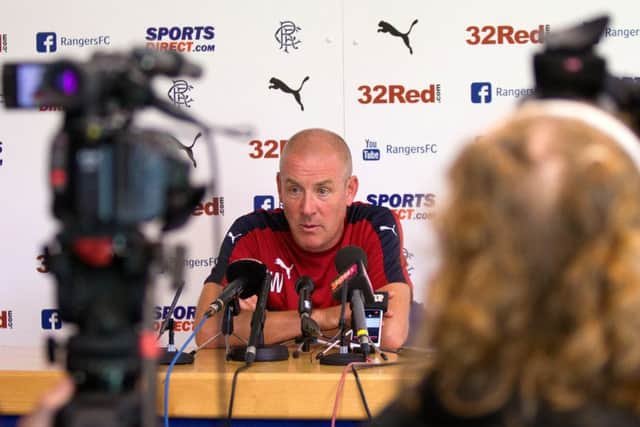 Rangers manager Mark Warburton chats to the press. Picture: Rangers FC via Press Association