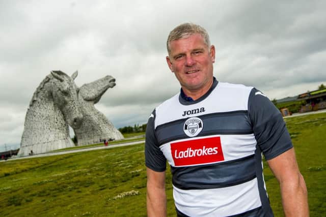 Ian Durrant, pictured promoting Ladbrokes becoming the shirt sponsor of East Stirling, expects Celtic to face a real challenge.