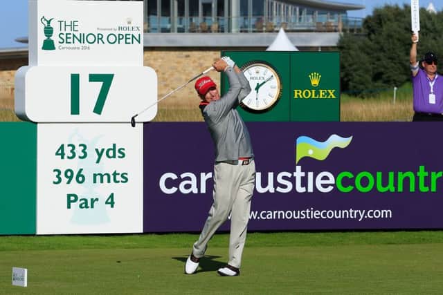 Woody Austin in action during the first round of the Senior Open at Carnoustie. Picture: Phil Inglis/Getty Images