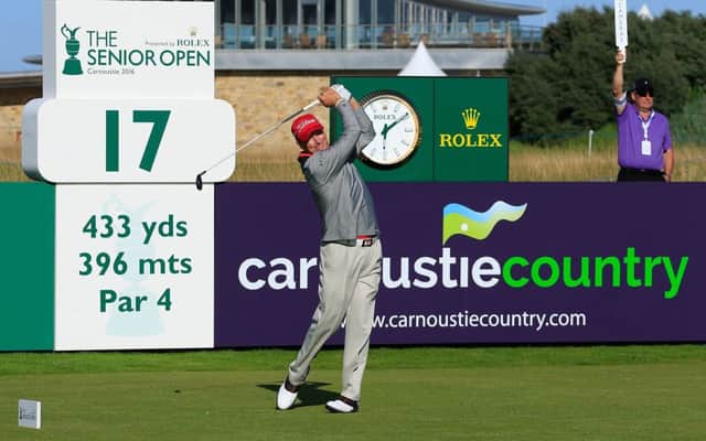 Woody Austin in action during the first round of the Senior Open at Carnoustie. Picture: Phil Inglis/Getty Images