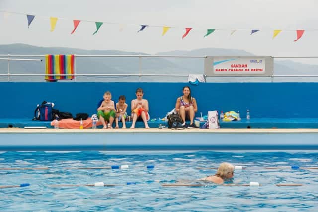 Swimmers enjoy the outdoor pool at Gourock in July 2015. Picture: John Devlin/TSPL