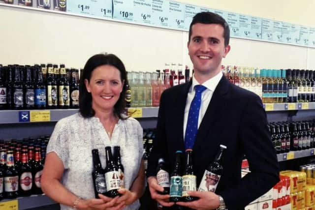 Kirsten Speirs of awards operator KDMedia with Aldi's Michael Whiteford. Picture: Contributed