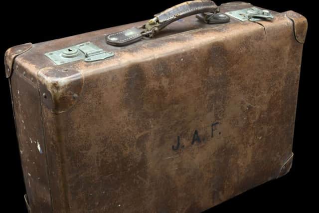 John Fraser's leather suitcase in which his effects, including his last letter to his wife, were returned to his wife after the second world war. Picture: Saltire News.