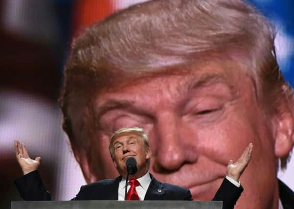 Donald Trump addresses delegates at the end of the final day of the Republican National Convention in Cleveland, Ohio. Picture: AFP/Getty