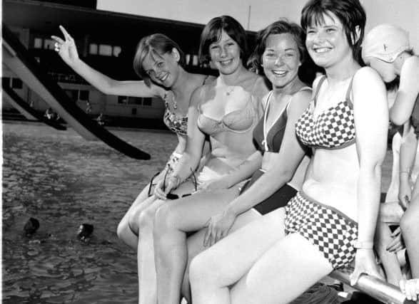 Girls enjoying the sun at Portobello swimming pool in July 1966. Picture: TSPL
