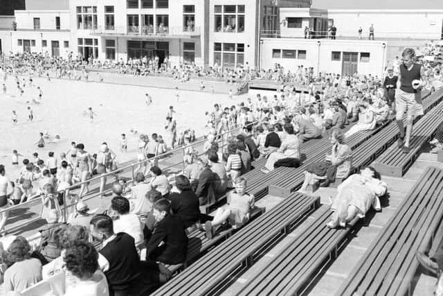 Spectators at Portobello outdoor pool in 1962. The complex opened in 1936 and closed in 1979. Picture: TSPL