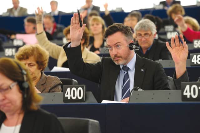 Alyn Smith received a standing ovation for his speech on Scotlands continuing membership of the EU. Picture: Christian Creutz