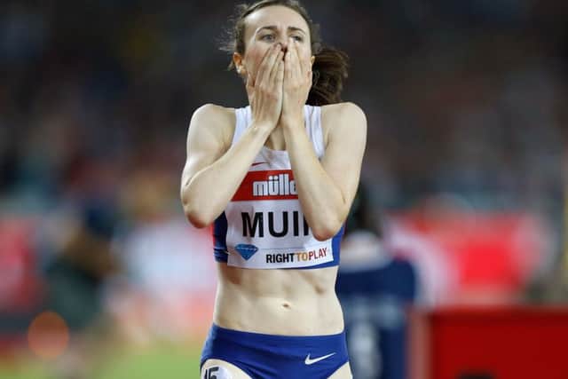 Laura Muir can't believe her own brilliance as she wins the Women's 1500m. Picture: PA
