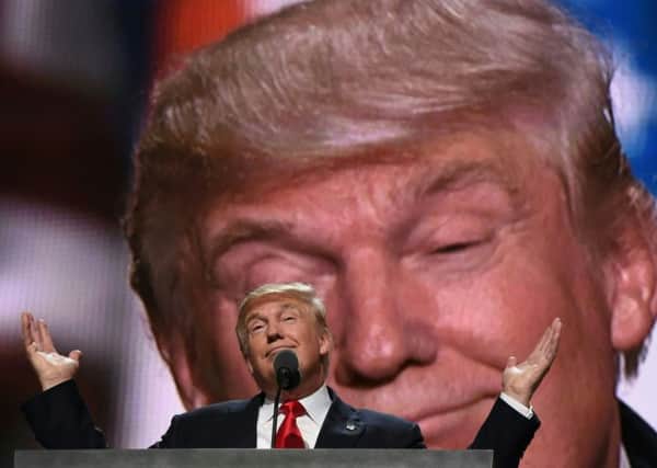 Trump addresses delegates at the Republican National Convention in Cleveland, Ohio. Picture: Timothy A Clary/Getty