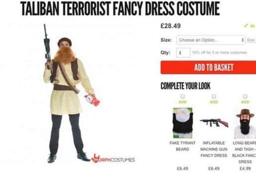 The website advertising the Taleban fancy dress costume. Picture: Morph Costumes
