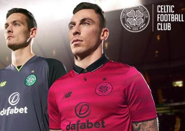 Captain Scott Brown shown wearing the kit on the Celtic website. Picture: Celtic FC